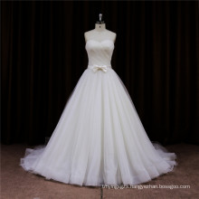 Strapless Court Train Lace Wedding Dress